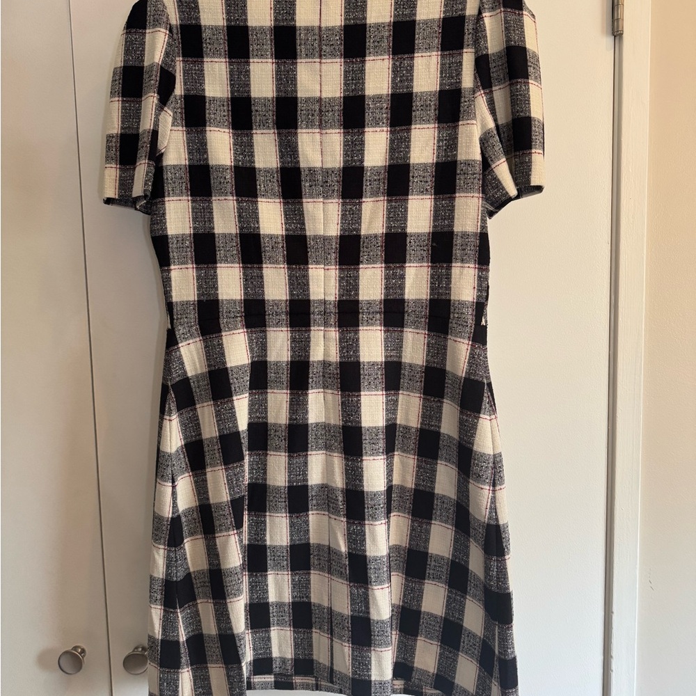 Shoshanna Black and White Asymmetrical Puff Sleeve Dress - Picture 3 of 8